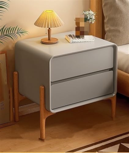 Generisch Nachttisch aus massivem Holz, Nachttisch mit Mikrofaser-Leder, Schlafzimmer-Nachttisch mit 2 Schubladen, Beistelltisch mit Astbeinen for Schlafzimmer, Wohnzimmer(Dark Gray,45cm(17.8in))
