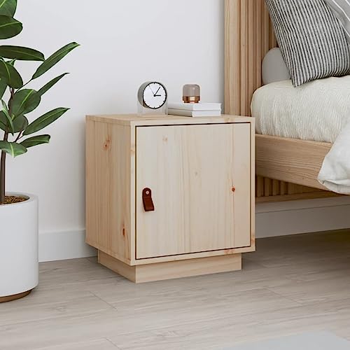 Snsowed Nachttisch, Nachtschrank, Nachtkästchen, Bedside Table, Nachtkommode, Nightstand, Nachtkonsole, Nachttischschrank, 40x34x45 cm Massivholz Kiefer