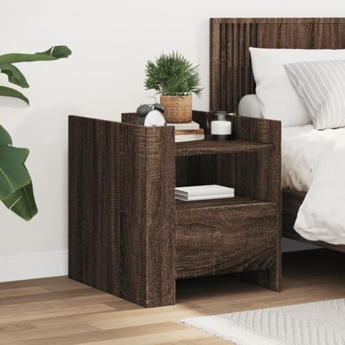 Fasba Nachttisch Braun Eichen-Optik 45x50x50 cm Holzwerkstoff, Beistelltisch mit viel Stauraum, Nachtschrank, Nachtkommode, Nachtkonsole