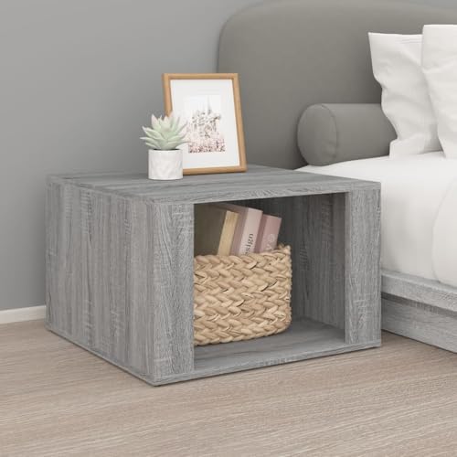 Gecheer Nachttisch Grau Sonoma 57x55x36 cm Holzwerkstoff, Moderner Nachtschrank Beistelltisch für Schlafzimmer Gästezimmer Studentenwohnheim816558