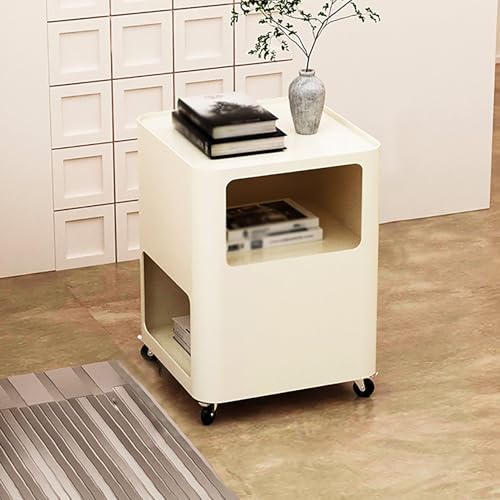 OIFAODAO Nachttisch, Nachttisch, moderner mit Stauraum, rollende Nachttische, Kleiner Beistelltisch, beweglicher for Schlafzimmer, Raum(White)