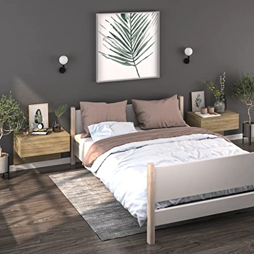 SDWEHO7 Nachttisch Wandmontage 2er Set, Nachttischschrank Hängend, Modernes Design Wandschublade, Wandregal mit Schublade, Nachtkommode, Nachtschrank, Sonoma-Eiche 60 x 40 x 40 cm