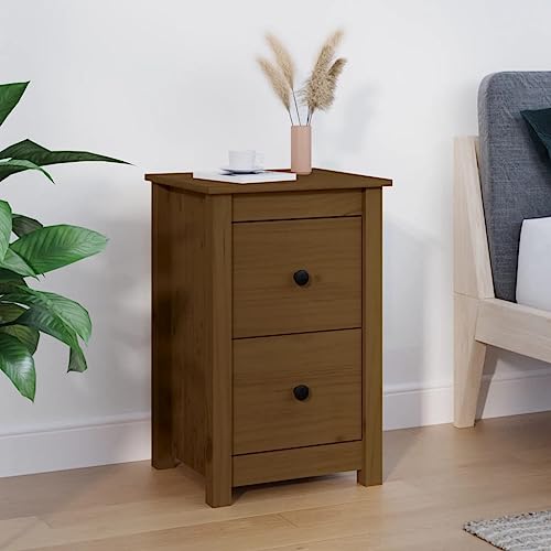 Nachttisch Honigbraun Bedside Table nachttisch for Wohnzimmer Zimmer 40x35x61,5 cm Massivholz Kiefer