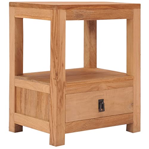 INLIFE Nachttisch 40 x 30 x 50 cm Teak Massivholz,Braun,9.5KG