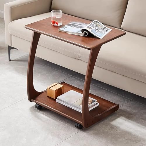 Beistelltisch für Sofa in C-Form: Beistelltisch für Sofa mit Schublade, Nachttisch mit Rollen, mobile Tische in C-Form, mit Aufbewahrungskorb, mobiler Schreibtisch für Schlafzimmer (40 cm/15i