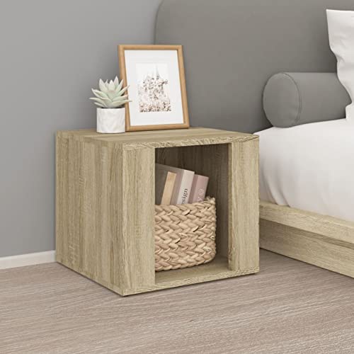 Fasba Nachttisch Sonoma-Eiche 41x40x36 cm Holzwerkstoff, Beistelltisch mit viel Stauraum, Nachtschrank, Nachtkommode, Nachtkonsole