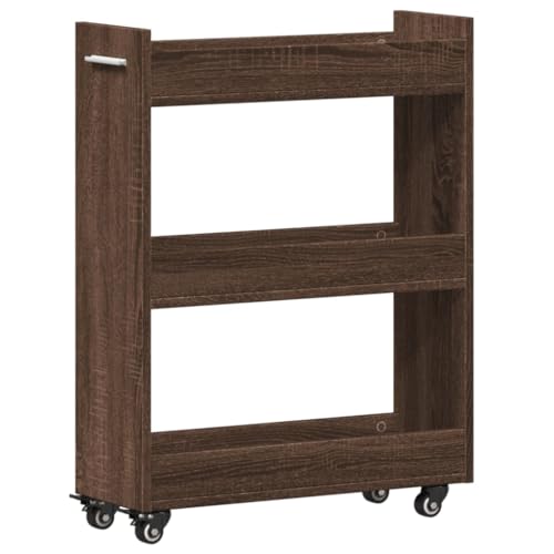 Genérico Wenjingqi 840421 Schrank mit Rollen, Holz, Eiche, Braun, 60 x 22 x 79 cm, Braun