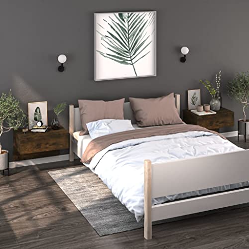 KATERYY Wand-Nachttische 2 STK. Räuchereiche,WandNachtti sch aus Holzwerkstoff Optimaler Stauraum für Bücher und Sammlerstücke Schlafzimmer, Nachttische