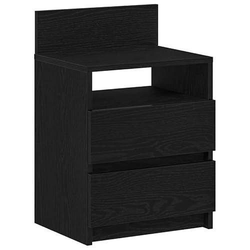 Eleganz Nachttisch mit 2 Schubladen Schwarz 40x33x60 cm - Moderne Kommode für Schlafzimmer, Platzsparender Beistelltisch mit Stauraum, Ideal für kleine Räume