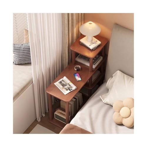 Schmaler Beistelltisch aus Massivholz, Nachttisch für kleine Räume, brauner Nachttisch für Schlafzimmer, Wohnzimmer, Wohnheim, kompaktes Design 78,7 x 19,1 x 45,7 cm