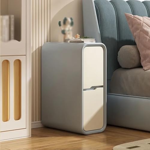 Nachttisch mit Schubladen, modernes Design, Mikrofaser-Leder, minimalistischer Nachttisch für Schlafzimmeraufbewahrung