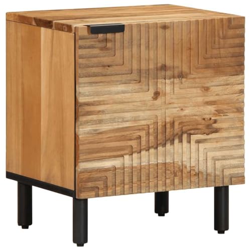 Ordellia Nachttisch Massivholz Akazie Natur-Finish, 40x33x46 cm, robuster Beistelltisch für Schlafzimmer & Wohnzimmer, vielseitiger Nachtschrank mit Stauraum für Magazine, Bücher & Gläser