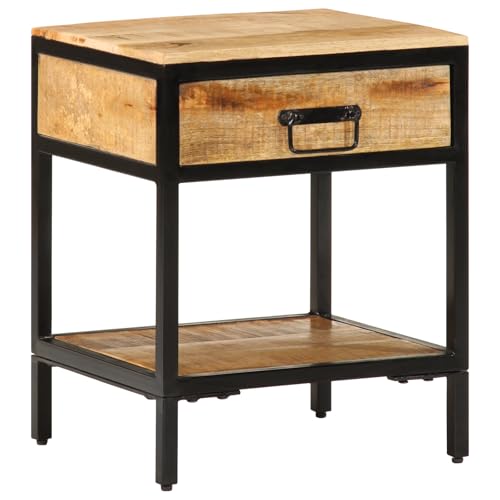 SKM Nachttisch 40x35x50 cm Massivholz Raues Mango,Möbel,Tische,Nacht tische,Braun,10.4KG,37408 8