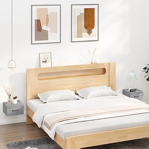 LVHUIDEH Wand-Nachttische 2er Set Grau Sonoma 35x35x20 cm