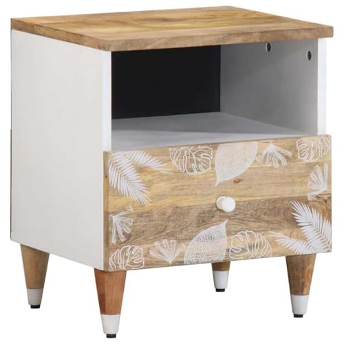 MOBCANT Nachttisch, Nachtkästchen Nachtischschränke Nachtschrank Nachttischschrank Geeignet für Schlafzimmer Hotel Wohnung Schlafsaal 40x33x46 cm Massivholz Mango