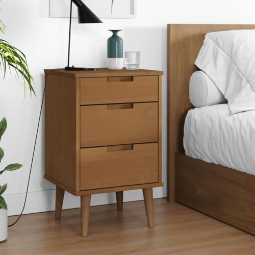 MOBCANT Nachttisch, Side Table Nachtisch Nachtschrank Bettablage Geeignet für Wohnung Schlafzimmer Schlafsaal Hotel Braun 40x35x65 cm Massivholz Kiefer