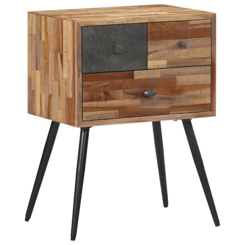 Gecheer Nachttisch 47x31,5x60 cm Massivholz Teak, Moderner Nachtschrank Beistelltisch für Schlafzimmer Gästezimmer Studentenwohnheim358538