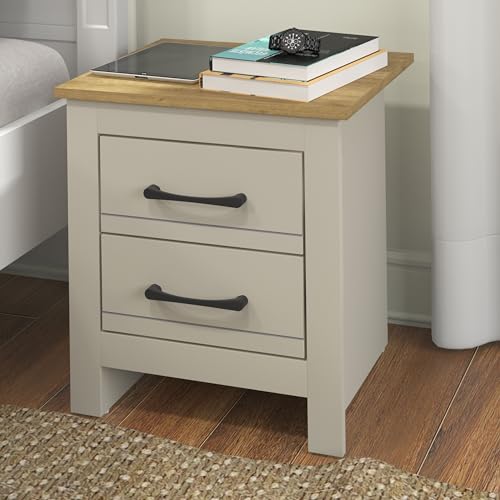 Galano Gemstone Nachttisch mit 2 Schubladen, moderner Nachtschrank & Beistelltisch, Minimalistisches Design für Schlafzimmer, 45B x 39,5T x 48,2H cm - Hellgrau