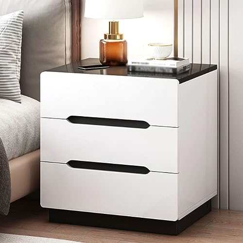Nachttisch mit drei Ebenen, Nachttisch aus Holz mit Schublade, Nachttisch für Schlafzimmer, Wohnzimmer und Küche, schmaler Stauraum, Beistelltisch, moderne Möbel für kleine Räume