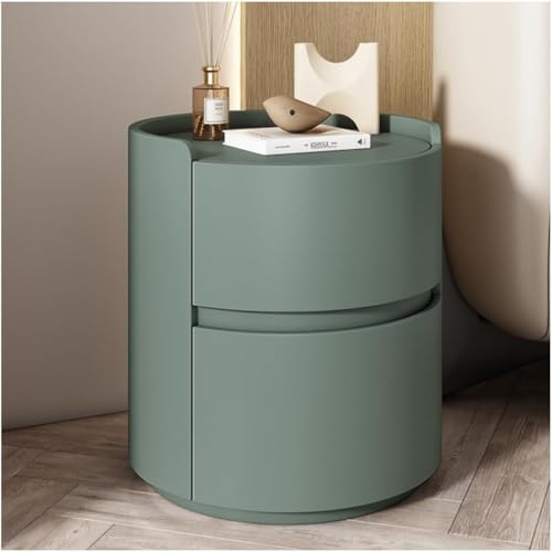 Moderner runder Nachttisch mit 2 Schubladen, minimalistischer Nachttisch und Beistelltisch, kein Zusammenbau erforderlich (Größe: 40 x 40 x 50 cm, Farbe: #01)