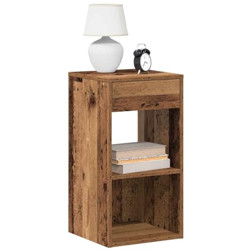 Kangqiling858727 Nachttisch mit Schublade, antikes Holz, 35 x 34 x 66,5 cm