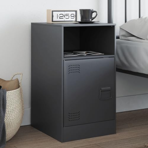Xichuzi Nachttisch Anthrazit 34,5x39x62 cm Stahl, Nachtschrank, Nachtkästchen, Bedside Table, Komodenschrank, Nachtkommode, Beistelltisch, Nightstand, Schlafzimmer Möbel - 841767