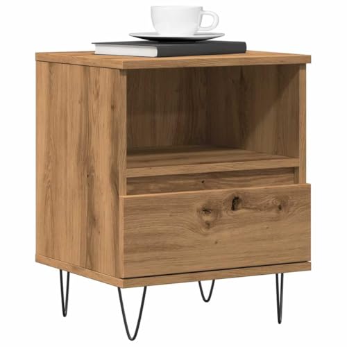 Fasba Nachttisch Artisan-Eiche 40x35x50 cm Holzwerkstoff, Beistelltisch mit viel Stauraum, Nachtschrank, Nachtkommode, Nachtkonsole/ 857359