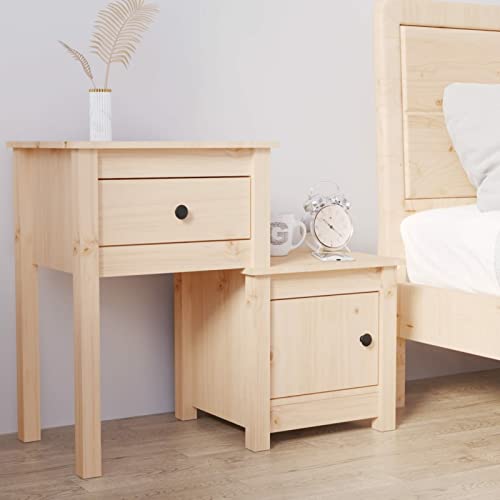 Fasba Nachttisch 79,5x38x65,5 cm Massivholz Kiefer, Beistelltisch mit viel Stauraum, Nachtschrank, Nachtkommode, Nachtkonsole
