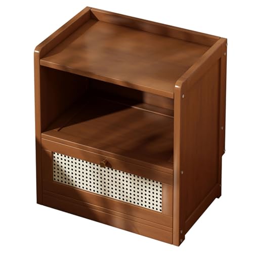 Zxarunas Rattan -Nachttisch -Nacht -Aufbewahrungsartefakt Multifunktionaler Lagerschrank geeignet für das Wohnzimmer und das Lernen im Schlafzimmer geeignet