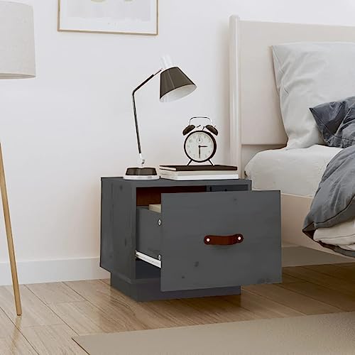 HEFZGDB Nachttisch Grau 40x34x35 cm Massivholz Kiefer Bedside Table Nachttische Couchtisch Nachttischschrank für Wohnzimmer Hotel Gästezimmer Schlafzimmer