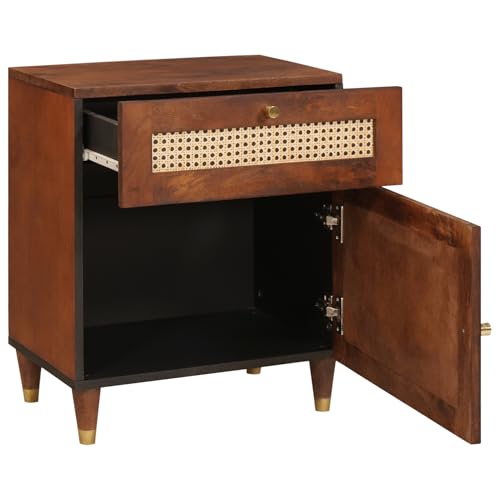 Vopese Nachttische Braun Rattan und massivem Mango Holz Schränke und Lagerung Model4018888
