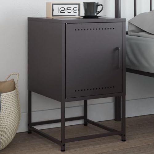 MOBCANT Nachttisch, Nachtschrank Beistelltisch Bett Organizer Nachttischschrank Geeignet für Wohnstube Hotel Wohnung Schlafzimmer Schwarz 36x39x60,5 cm Stahl
