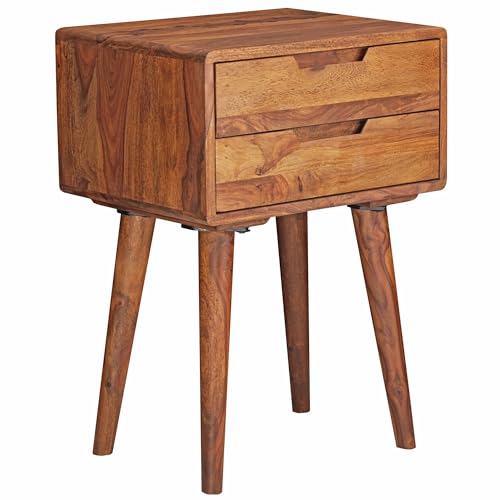 KADIMA DESIGN Nachtkonsole 47 x 66 x 36 cm WL5.578 Sheesham Nachttisch Boxspringbett | Nachtkästchen 2 Schubladen Landhausstil | Nachtkommode Bett Massiv-Holz Bett | Nachtschrank