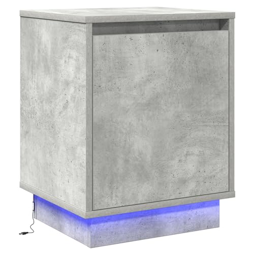 vidaXL Beton Grau Nachttisch mit LED-Beleuchtung modernes Design kompaktes Nachtkästchen für Schlafzimmer stylisches und langlebiges Möbel für Erwachsene minimalistisch