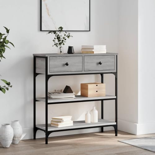 Owoxanthellate Owox Sonoma Konsole 72,5x25x75 cm Holzwerkstoff Metall, verstellbare Beine Wandhalterung Beistelltisch Flur Wohnzimmer Schlafzimmer