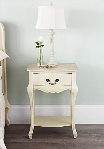 Nachttisch im französischen Shabby-Chic-Stil, mit 1 Schublade, cremefarben