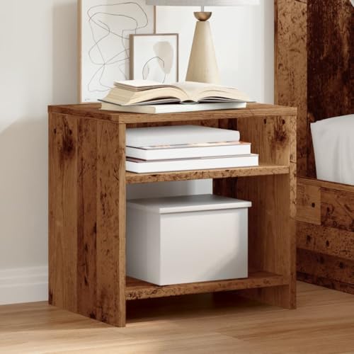 Rantry Nachttische aus antikem Holz, 2 Stück, 40 x 30 x 40 cm, aus mehrschichtigem Holz, Sideboard, Schrank, Bodenschrank, Büro, Nachttisch, Nachttisch für Schlafzimmer Modell 855763