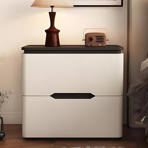 Stilvoller, moderner Nachttisch aus Holz mit 2 Schubladen, Mikrofaser-Leder-Finish, perfekter Beistelltisch für Schlafzimmer und Wohnzimmer (40 x 40 x 50 cm)
