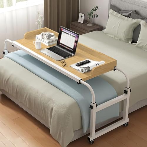 Nachttisch mit Rollen, verstellbare Höhe über dem Bett, Schreibtisch, Kingsize-Rolltisch, über Bett, Kingsize-Bett, Rolltisch, medizinischer Betttisch für Krankenhaus und Zuhause