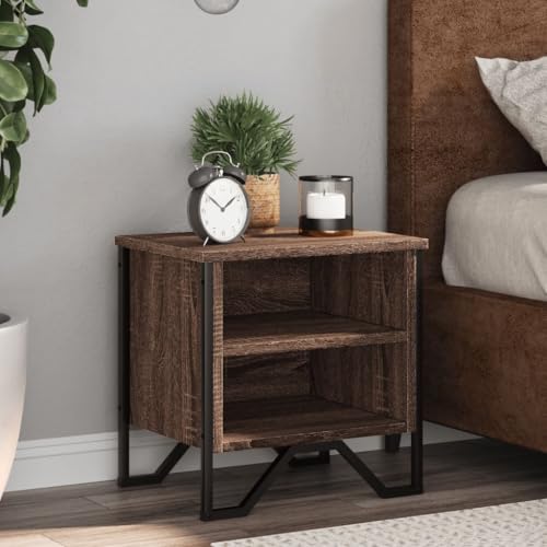 Fasba Nachttisch Braun Eichen-Optik 40x30x40 cm Holzwerkstoff, Beistelltisch mit viel Stauraum, Nachtschrank, Nachtkommode, Nachtkonsole/ 848502