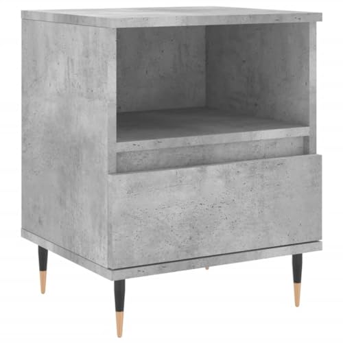 Eleganz Nachttisch Betongrau 40x35x50 cm aus Holzwerkstoff & Metall - Moderner Beistelltisch für Schlafzimmer, langlebig & platzsparend
