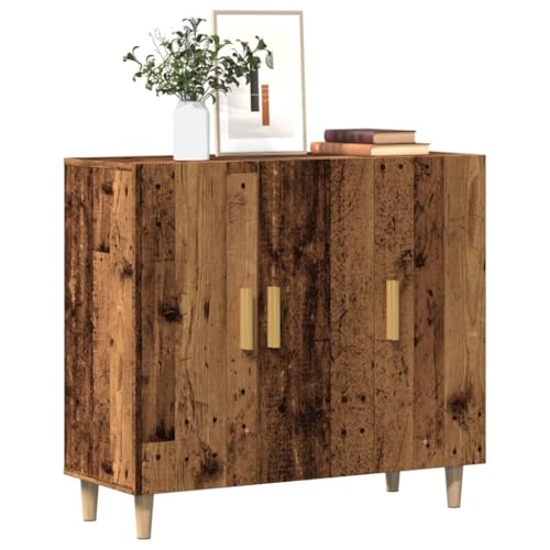 Rantry Anrichte aus antikem Holz, 90 x 34 x 80 cm, aus mehrschichtigem Holz, Sideboard, Bodenschrank, Büromöbel, Nachttisch, Anrichte für Schlafzimmer Model856890