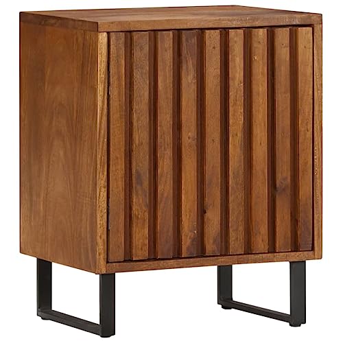 SDWEHO7 Braun Nachttisch mit 1 Tür, Beistelltisch, Cafe Tisch für Schlafzimmer Wohnzimmer, 40x30x50 cm Massivholz Mango