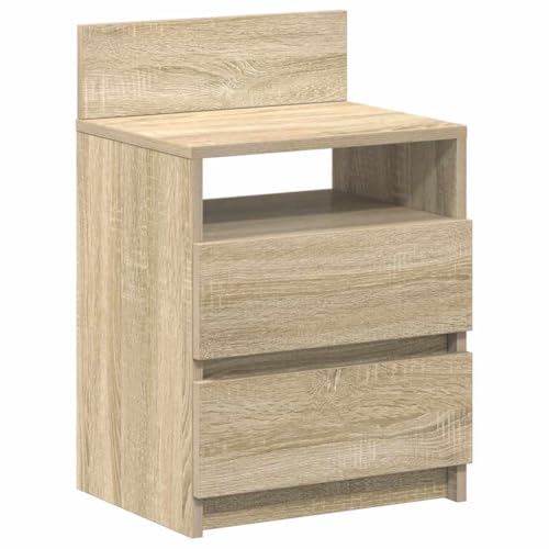 vidaXL Nachttisch mit 2 Schubladen Sonoma-Eiche 40x33x60 cm, Nachtschrank, Nachtkommode, Betttisch, Nachtkonsole, Bettschrank
