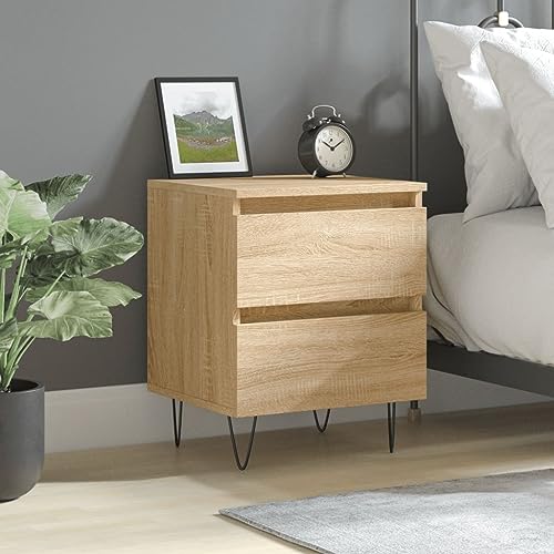 Fasba Nachttisch Sonoma-Eiche 40x35x50 cm Holzwerkstoff, Beistelltisch mit viel Stauraum, Nachtschrank, Nachtkommode, Nachtkonsole/ 826882
