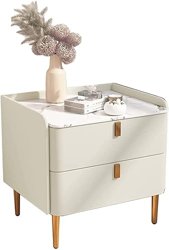VALBEL Schublade,,, Moderne Einfachheit, Massivholz, 2 Schubladen, Schiefer Tischplatte, PU Lederummantelung, Schrankfüße, Schlafzimmer Nachtt