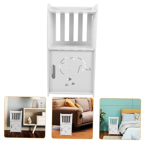 HIAKDOFT Moderner Nachttisch Schlafzimmer Beistelltisch mit Hohlregal Stabiler Stauraum Kleine Kommode Weiß Vielseitiger Bettseiten Tisch für Lampen und Bücher