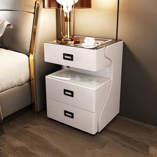 OIFAODAO Nachttisch, Nachttisch, mit Schubladen, moderner Beistelltisch for Schlafzimmer, Schrank, Eingangsbereich, Studentenwohnheim(White,4 0x40x60cm)