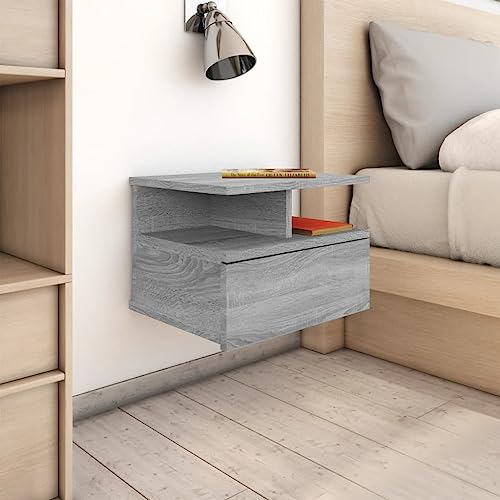 Frdhee Nachtschrank Schlafzimmermöbel,Nachtt isch Hängend Grau 40x31x27 cm Holzwerkstoff für Schlafzimmer, Studentenwohnheim und kleine Räume