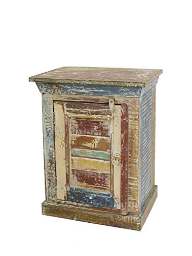 Antike Fundgrube Nachttisch Nachtschrank Nachtkonsole Vintage Stil aus Sheesham Holz (4955)